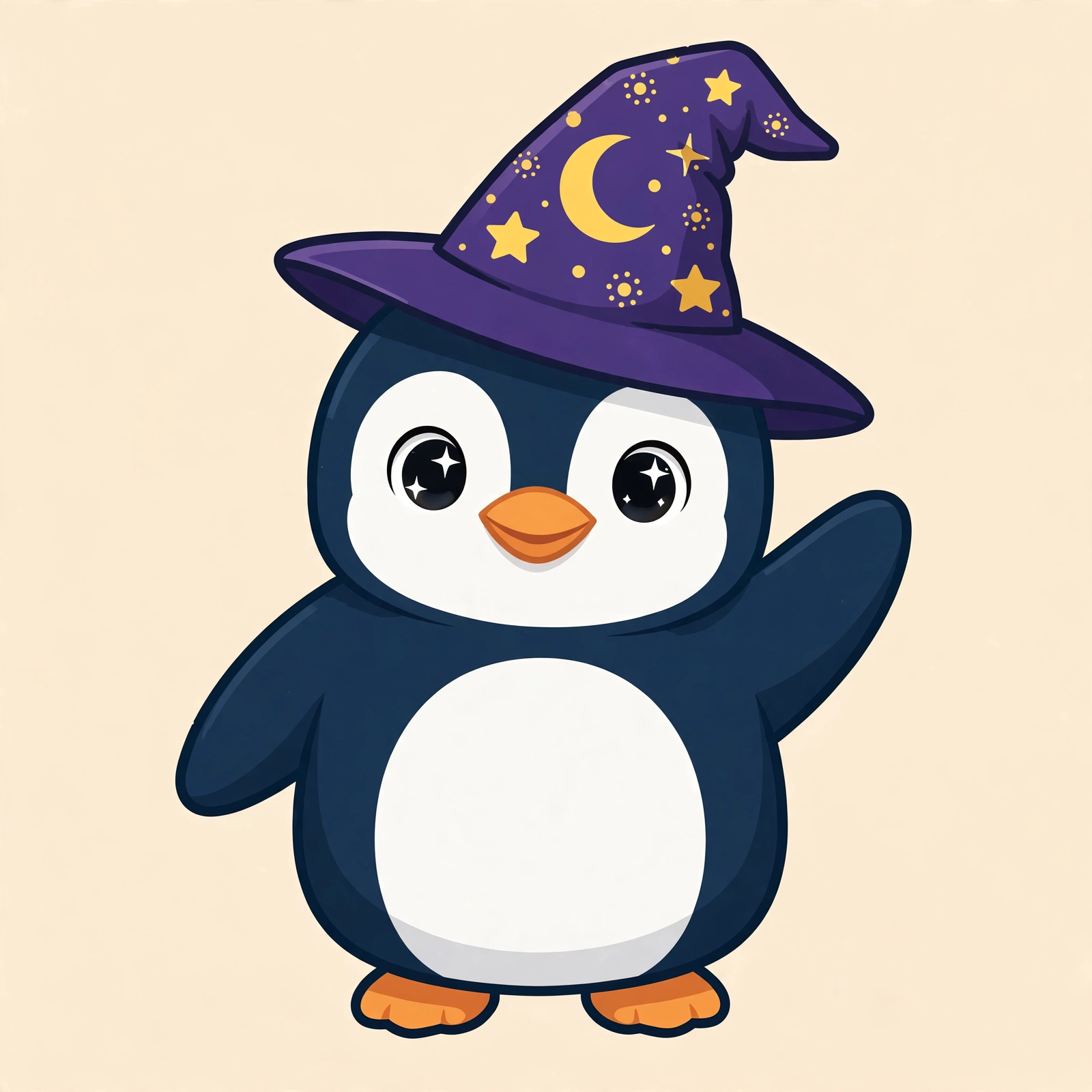 Penguin wearing a wizard hat